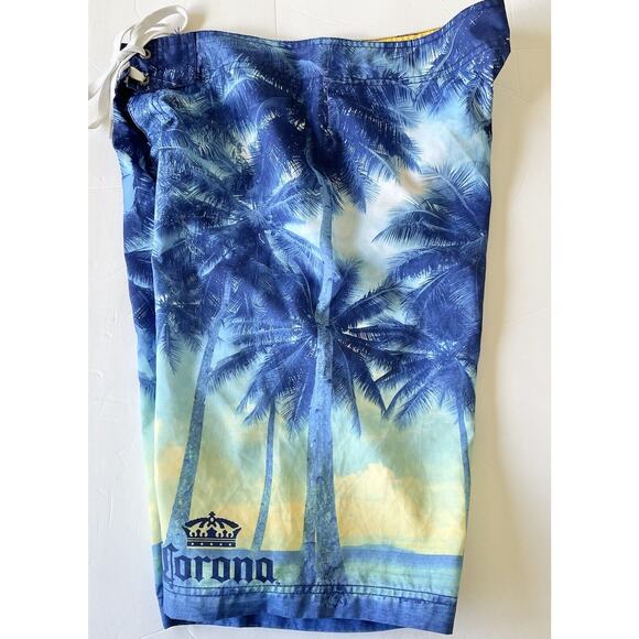 Carona Mens Blue Board Shorts Size LG Polyester Drawstring Preowned - Picture 9 of 11